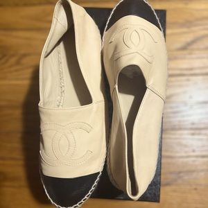 Authentic Chanel Espadrilles….. Comes with original packaging box and dust bag